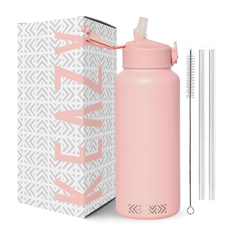 Keazy 1000ml Stainless Steel Sipper Bottle for Adults with Straw, 24 ...