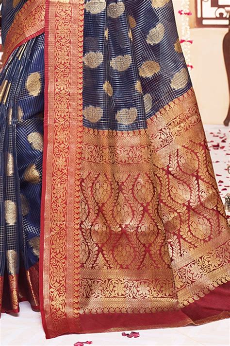 Buy the amazing Yale Blue Zari Woven Banarasi Saree online-Karagiri