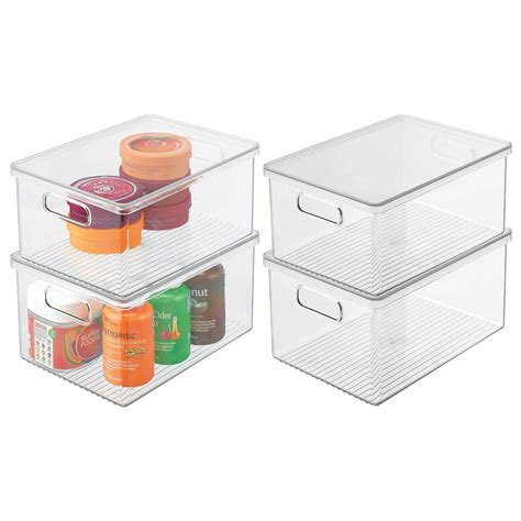 mDesign Plastic Storage Bin Box Container, Lid and Built-in Handles ...