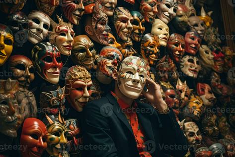 many people hide their faces under masks generative ai 27718469 Stock ...