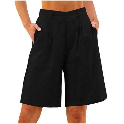 Linen Shorts for Women High Waisted Wide Leg 2025 Trendy Womens Linen ...