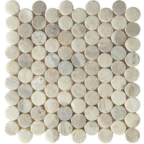 Mix Quartz Penny Round Marble Mosaic Tile | Pebble Tile Shop