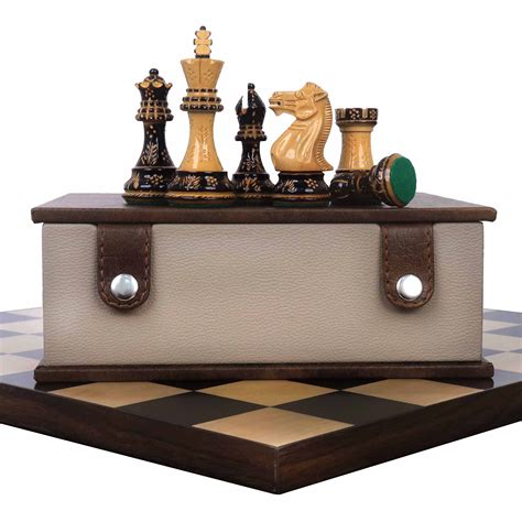 Combo of 4" Professional Staunton Hand Carved Chess Set - Pieces in La