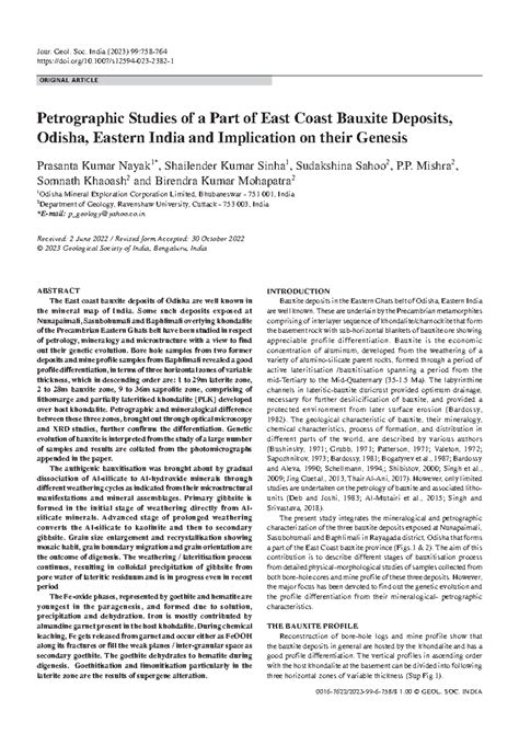 Geological society of india - 758 JOUR.GEOL.SOC, VOL, JUNE 2023 Jour ...