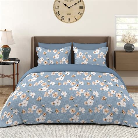 Buy LAYERS Home Easy Cotton 144TC Floral Print 3Pcs Super King Bedsheet ...