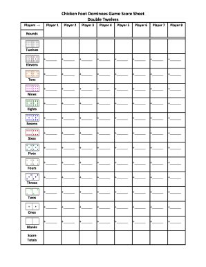 Chicken Foot Dominoes Game Score Sheet - Blank Fillable Template | Fill ...
