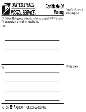 Certificate Of Mailing Form - Fill and Sign Printable Template Online