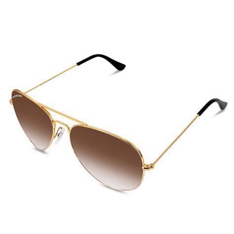 Buy Light Brown Gradient Glass and Gold Frame Aviator Sunglasses For ...