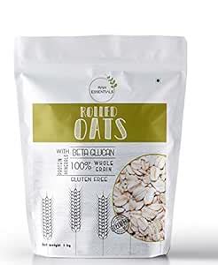 Raw Essentials Gluten-Free Rolled Oats, 1 kg [Breakfast Oats, Protein ...