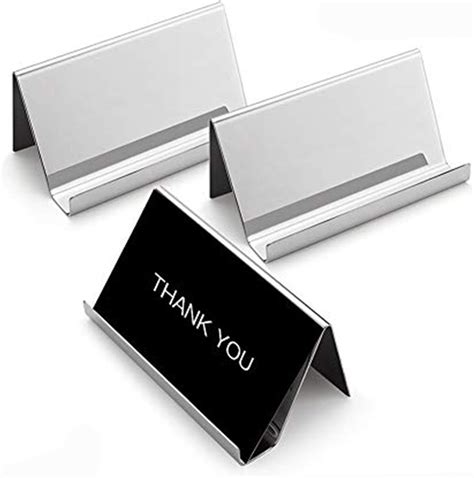 Buy Sooez Business Card Holders Stand for Desk, 3 Pack Office Stainless ...