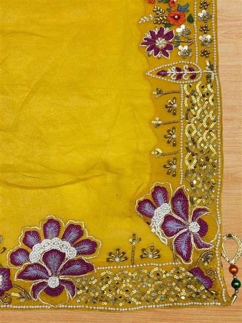 Patchwork embroidered lehenga set with pearl, mirror & sequin work dup ...