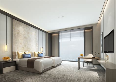 44-酒店客房/单间标间MAX模型酒店客房/单间标间场景模型 – 设计屋网-SJ55.CN