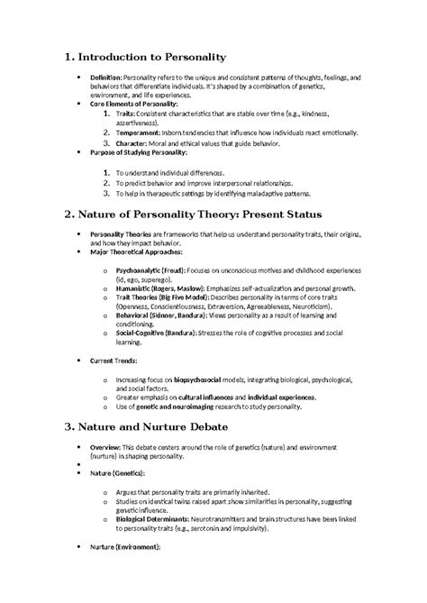 Psychology 101: Personality Theory Revision Notes on Phenomenology and ...