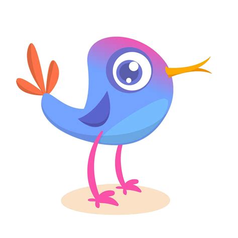 Funny blue bird cartoon. Vector illustration of forest blue bird ...