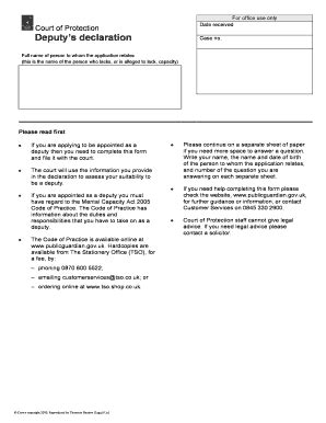 Form Cop4 Deputys Declaration - Fill and Sign Printable Template Online