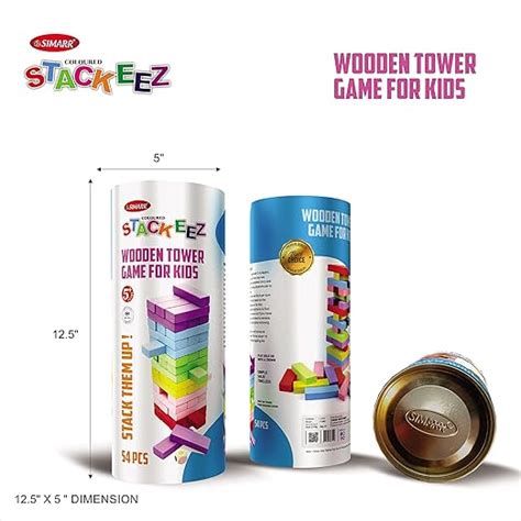 SIMARR Colored Stackeez Wooden Tower Building Game For Kids - Multicol ...