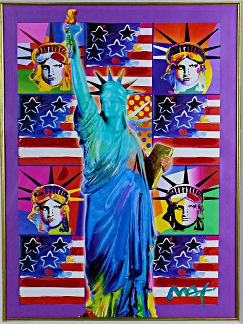Peter Max - Unique Painting: United We Stand: Four Statues of Liberty ...