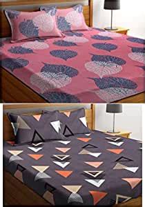 BSB HOME Glace Cotton 160 TC Double Bedsheets Combo Pack of 2 Bedsheet ...