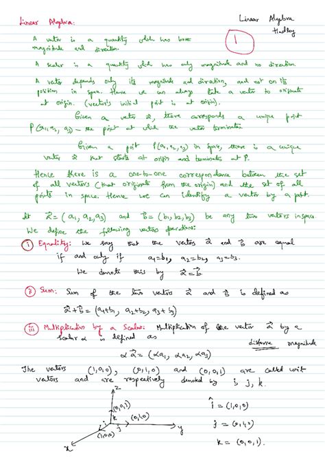 Linear Algebra Notes - Engineering Mathematics I - Studocu