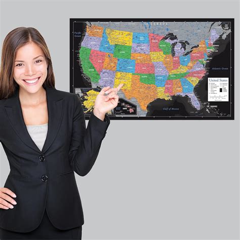 PalaceLearning Laminated United States Map Poster - US Map Wall India ...