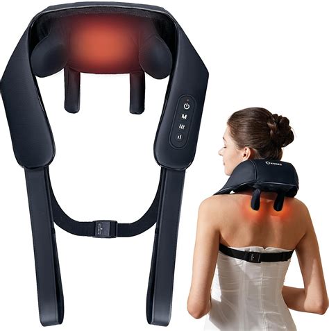 KNQZE Neck Massager with Heat, Cordless Deep Tissue 4D Expert Kneading ...