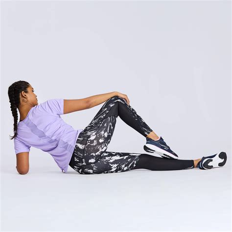 Women's High-waist Printed Fitness Leggings Run 500 - Black