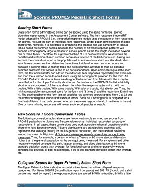 Fillable Online Scoring PROMIS Pediatric short forms Fax Email Print ...