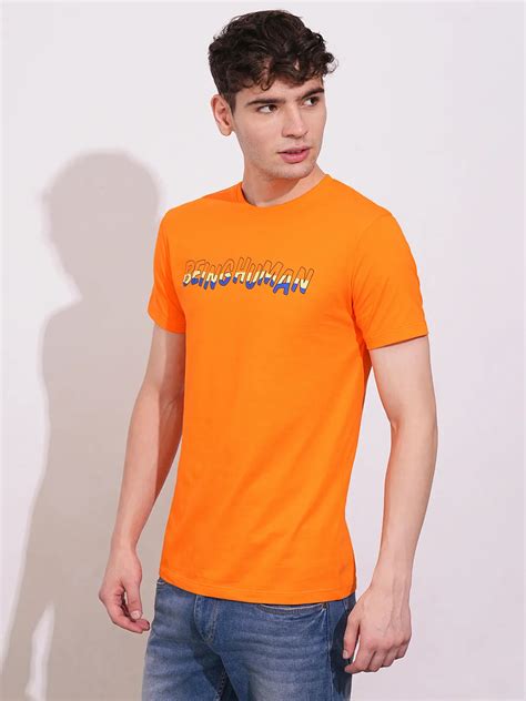 Being Human Mens-Top Crew Neck Orange