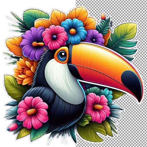 Toucan tropics cute face sticker delight | Premium AI-generated PSD
