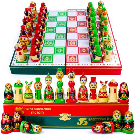Collectible Wooden Themed Chess Set as Matryoshka India | Ubuy