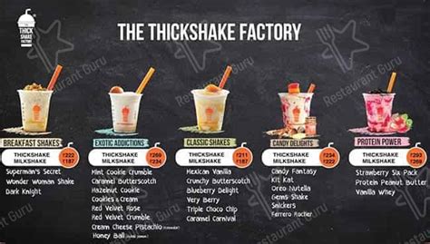 Menu at Thick Shake Factory, Vijayawada, Pvp Square Mall