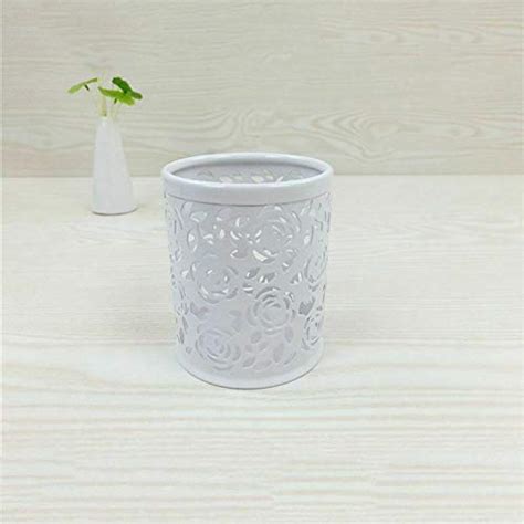 30X(1 x Cylindrical Metal Hollow Rose Pen Holder Office Storage Box ...
