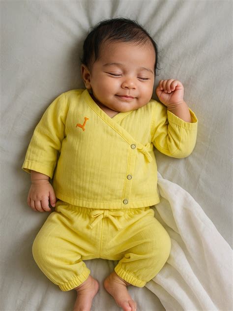 Somersault - Yellow Wrap Around Cotton Jhabla Set | Soft & Comfortable ...