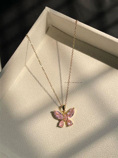 Gina Butterfly Necklace- pink – Jewelsmars