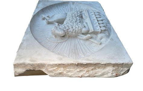 Large Heavy Rectangular Carved Marble Relief of the Agnus Dei 'Lamb of ...