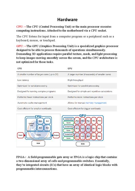 Hardware - Hardware CPU: -The CPU (Central Processing Unit) or the main ...