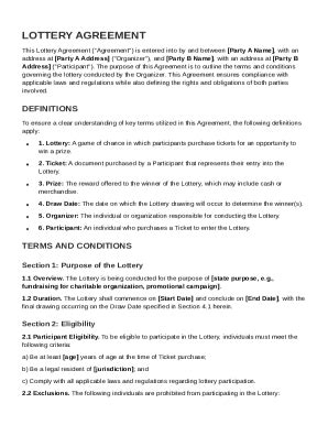 Lottery Agreement Template - Fill and Sign Printable Template Online