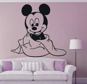 WALL GURU 59.61 cm Smiling mickey mouse black wall decal and sticker ...
