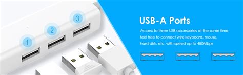 rts Type-C to Gigabit Ethernet LAN Network 3 USB Ports Converter for ...