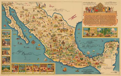 "Mapa Ilustrado de la Republica Mexicana Publicado Por Margaret M ...