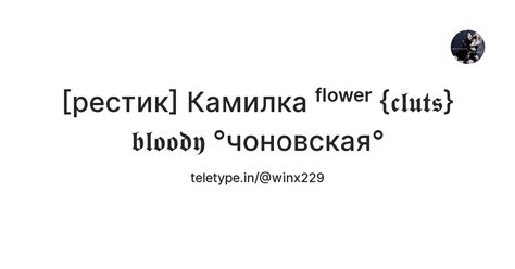 [рестик] Камилка ᶠˡᵒʷᵉʳ {𝖈𝖑𝖚𝖙𝖘} 𝖇𝖑𝖔𝖔𝖉𝖞 °чоновская° — Teletype