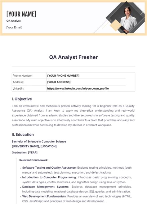 Free B.Com Fresher Resume Template to Edit Online