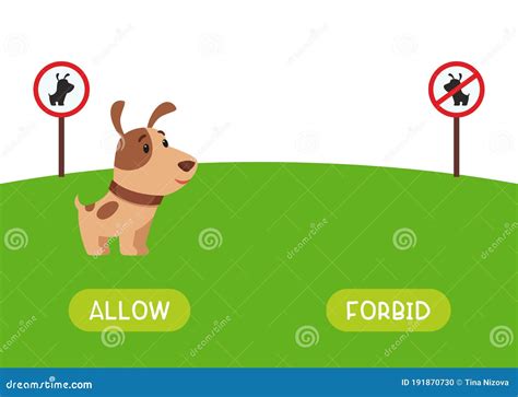 Allow and Forbid Antonyms Word Card Vector Template. Flashcard for ...