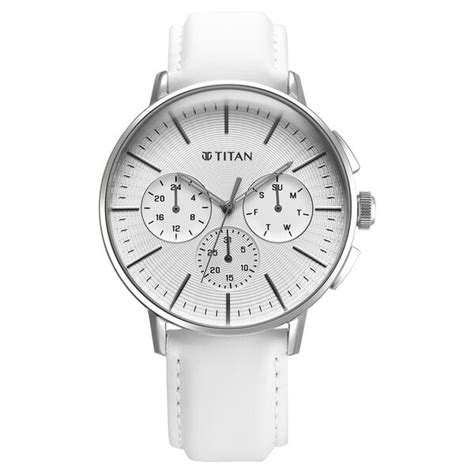 Buy Online Titan Light leathers Multifunction Silver Dial Leather Strap ...