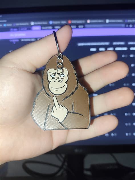 🐒 Monkey Middle Finger Meme Free Keychain・Free STL File for 3D printing ...