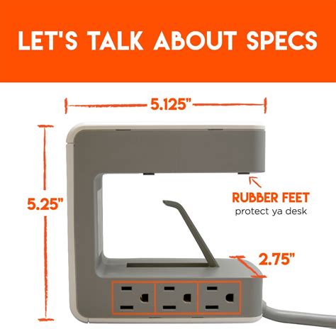 ECHOGEAR Desk Power Strip Surge Protector - Clamps to Desk in Seconds ...
