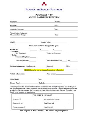 Image result for Access Card Form Template