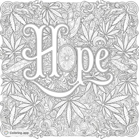 Hope: Trippy Marijuana Coloring Page - Coloring.app