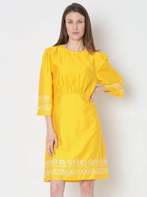 Buy VERO MODA Yellow Contrast Piping Dress (XS) Online