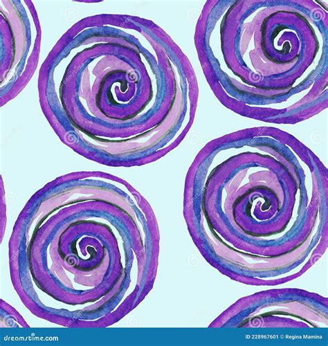 Circle, Spiral, for Hypnosis Lilac Blue and Purple, White Watercolor ...